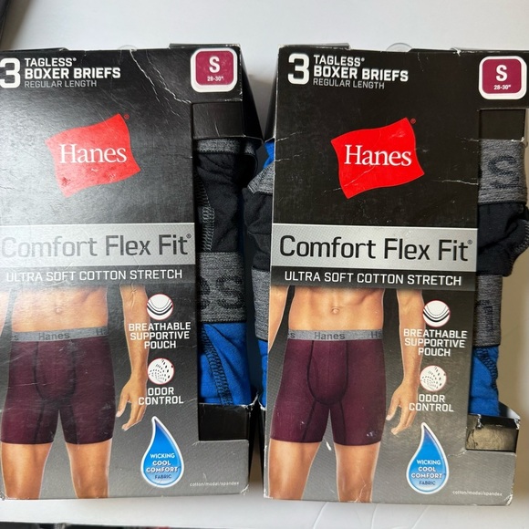 Hanes Men's Comfort Flex Fit Ultra Soft Cotton Stretch Boxer Briefs, 3 Pack, x 2 - Picture 1 of 8